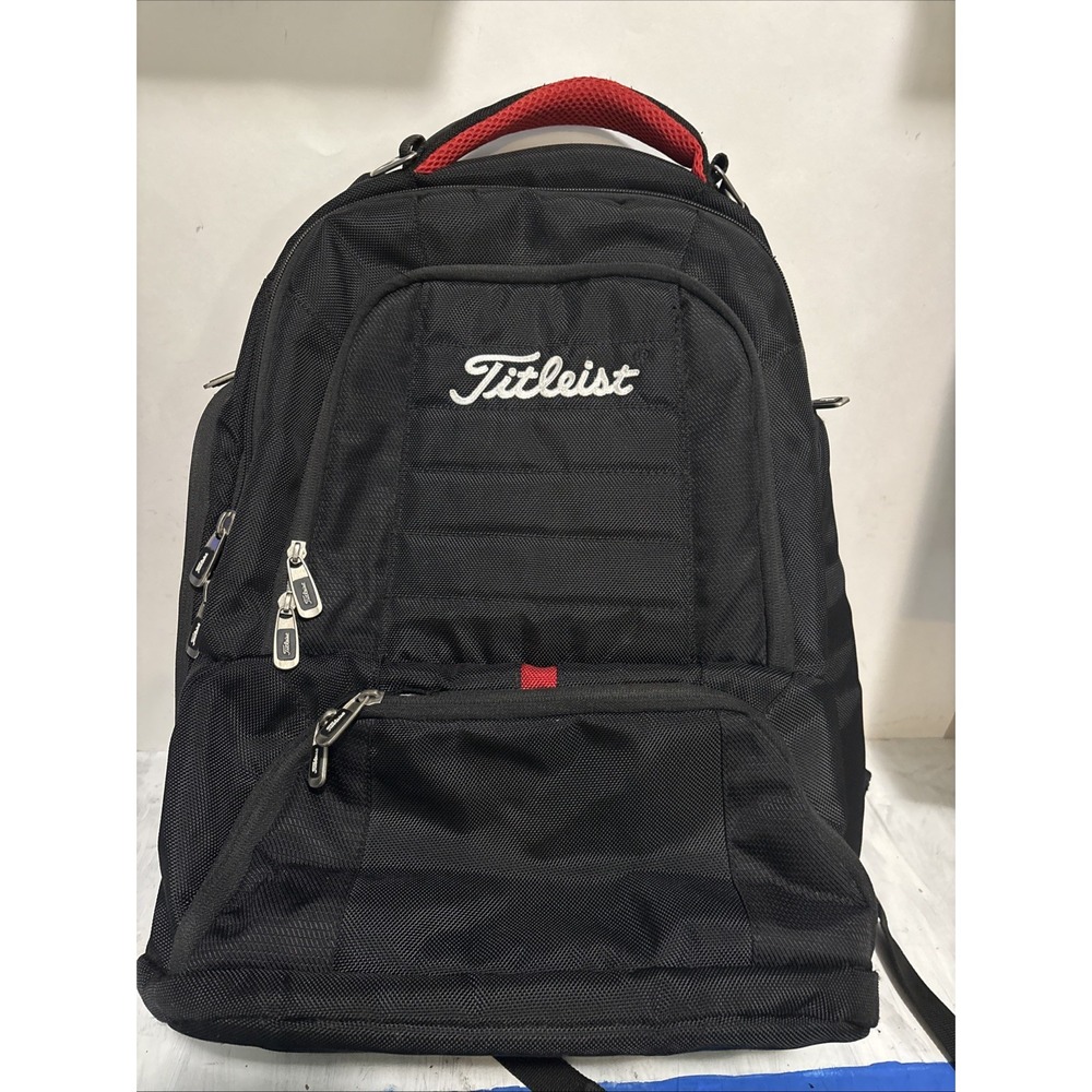 Titleist Players Backpack Large Black Red Embroidered 21 Inch Golf Bag Rip